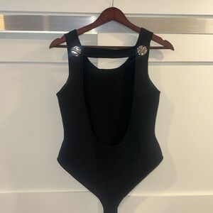 Designer Moschino runway sample Black Sleeveless Bodysuit S